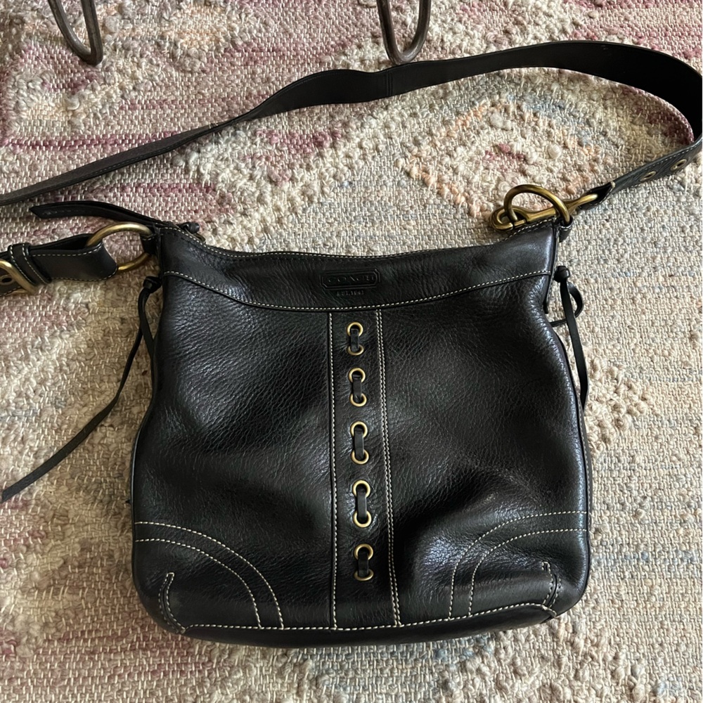 Coach Black and Gold Crossbody Bag with Adjustable Strap